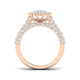 Lab Grown Round & Emerald Cut Diamond Engagement Ring