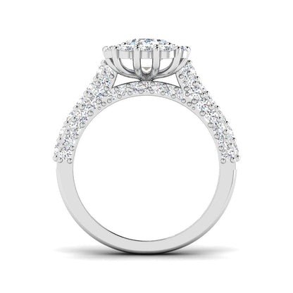 Lab Grown Round & Emerald Cut Diamond Engagement Ring