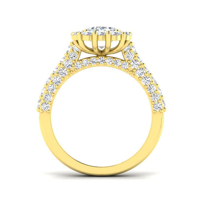 Lab Grown Round & Emerald Cut Diamond Engagement Ring