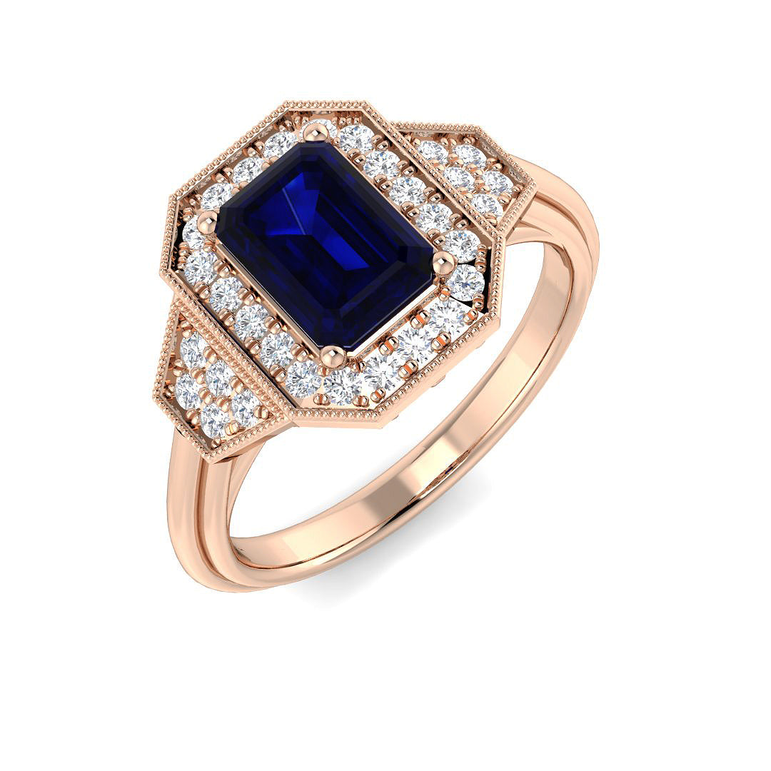Diamond Aberbeeb Blue Sapphire Ring | 1.5ct