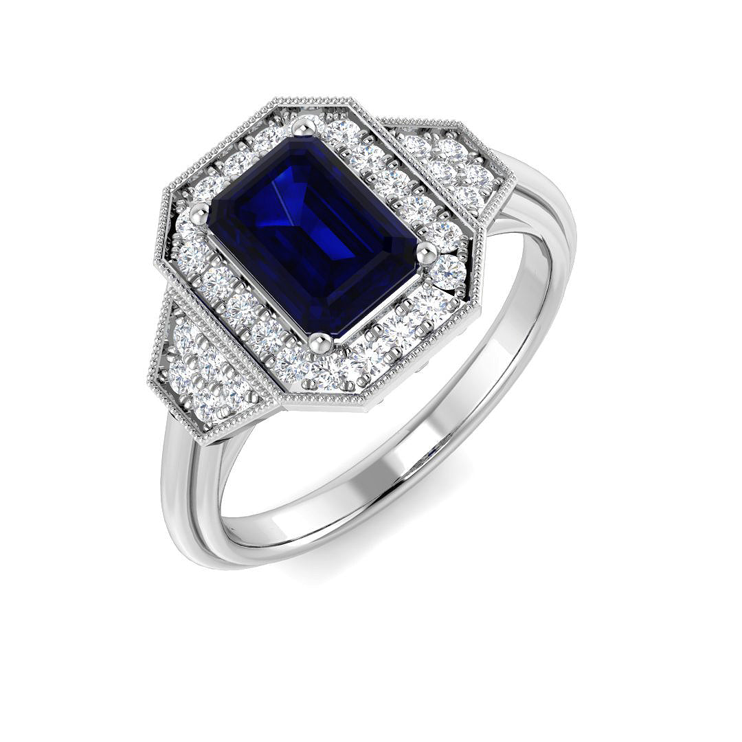 Diamond Aberbeeb Blue Sapphire Ring | 1.5ct