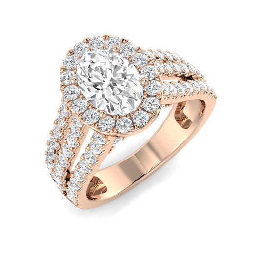 Lab Grown Round & Oval Cut Diamond Halo Engagement Ring