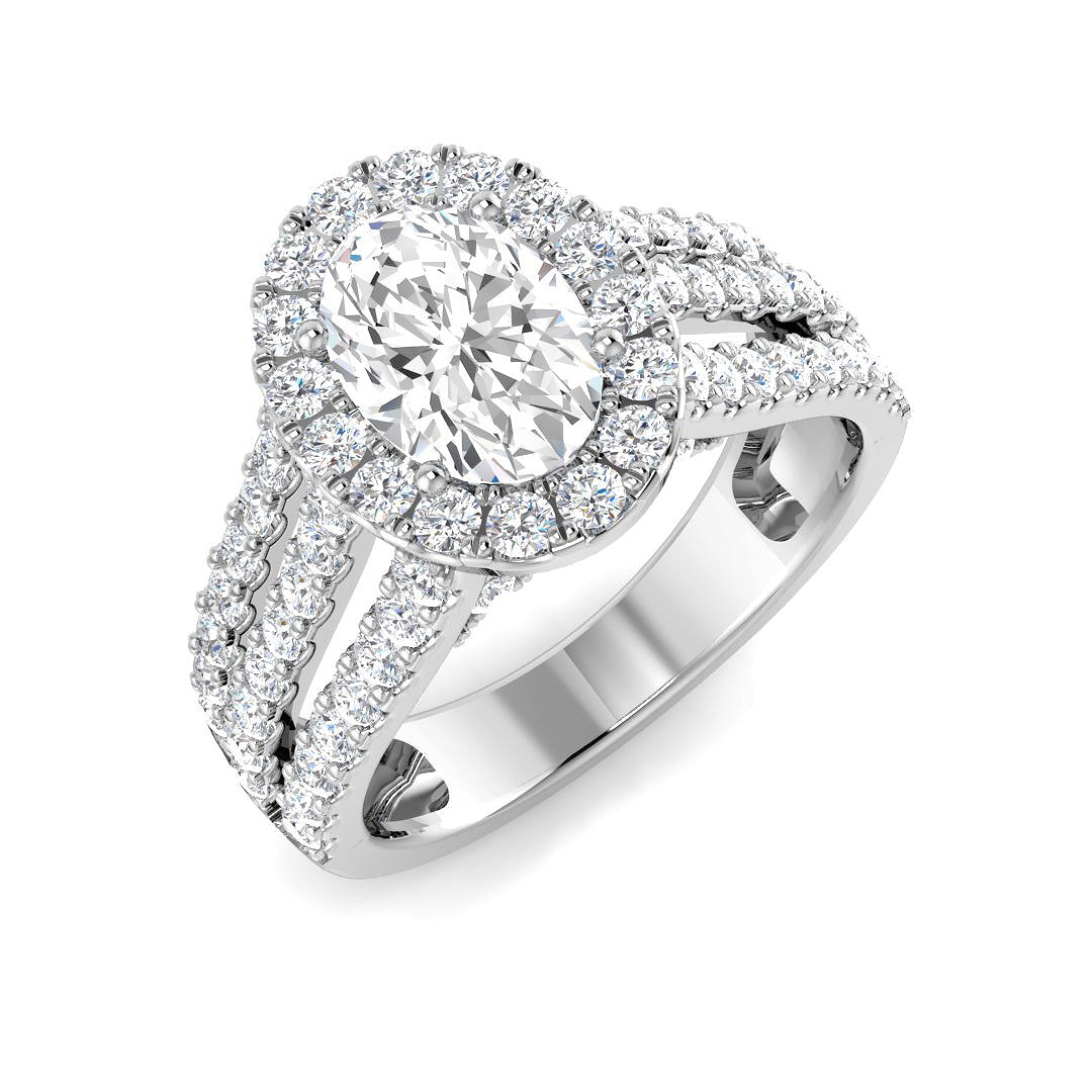 Lab Grown Round & Oval Cut Diamond Halo Engagement Ring
