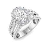 Lab Grown Round & Oval Cut Diamond Halo Engagement Ring
