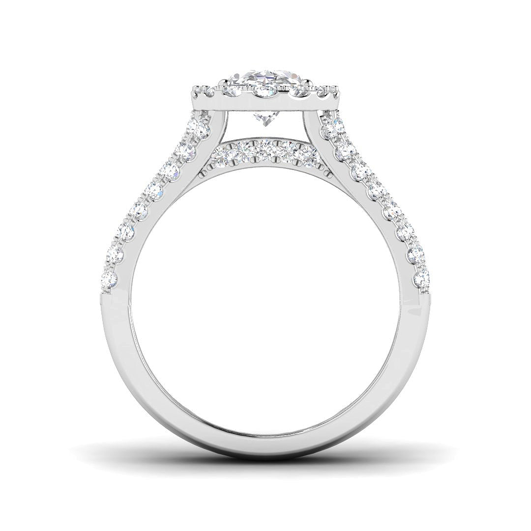 Lab Grown Round & Oval Cut Diamond Halo Engagement Ring
