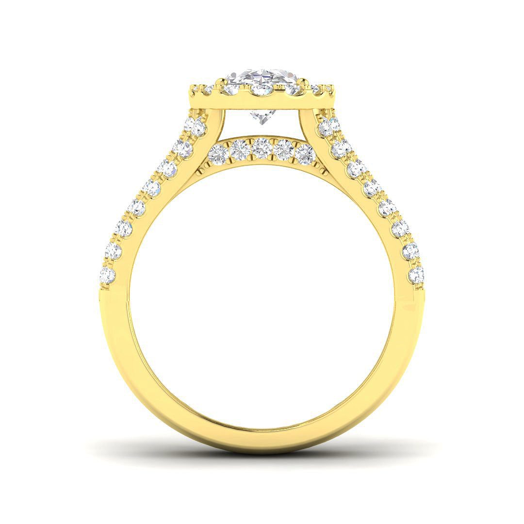 Lab Grown Round & Oval Cut Diamond Halo Engagement Ring