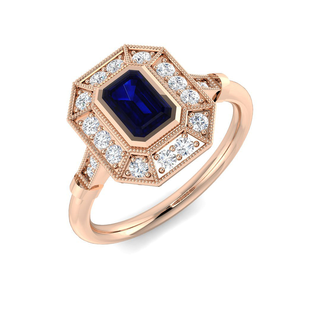 Diamond Perth Blue Sapphire Ring | 0.75ct | Hallmarked Gold & Platinum