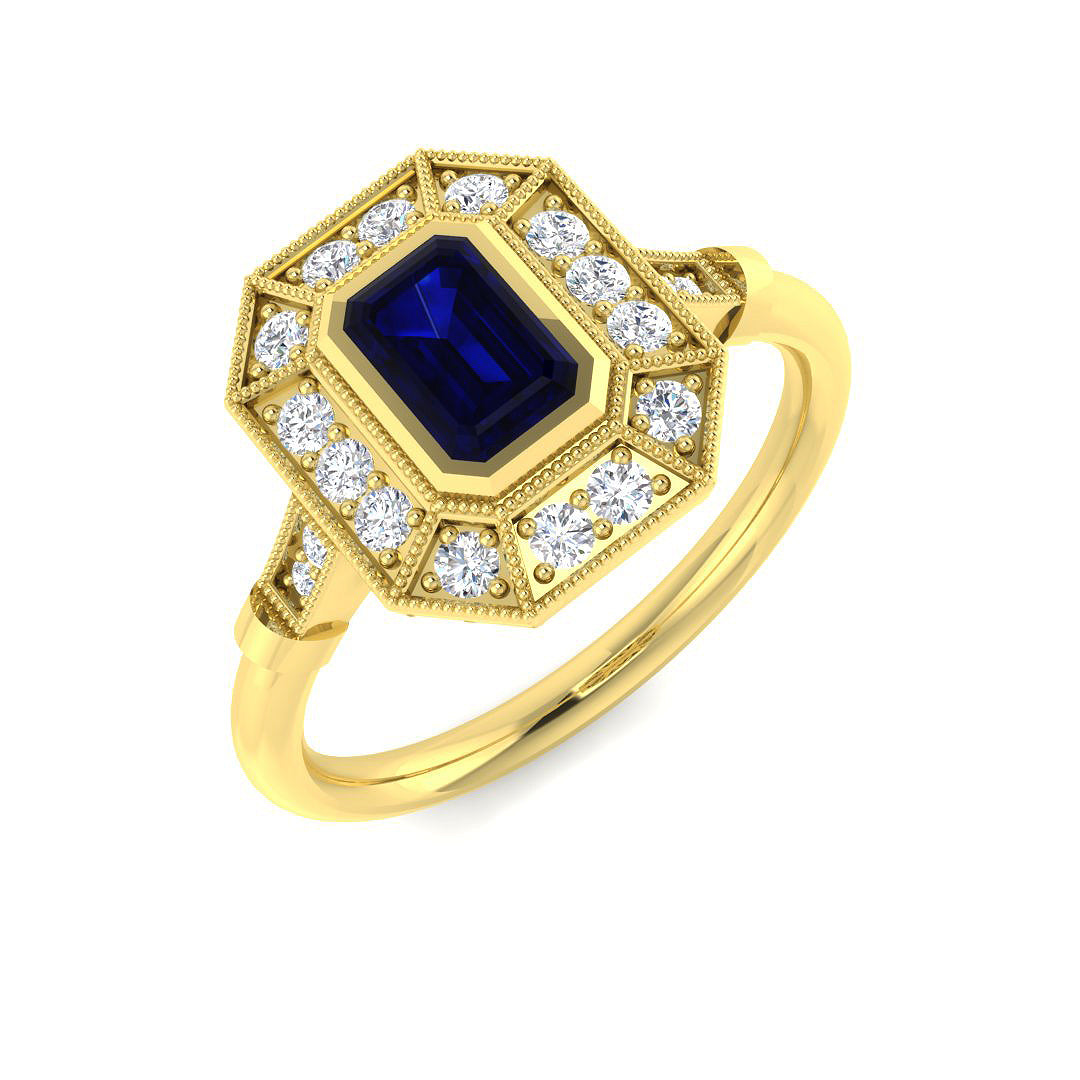 Diamond Perth Blue Sapphire Ring | 0.75ct | Hallmarked Gold & Platinum