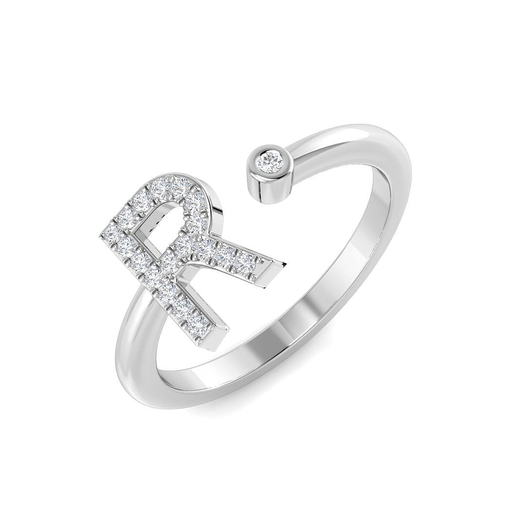 Diamond Wibchekter Initials Ring | 0.1ct | Hallmarked Gold & Platinum