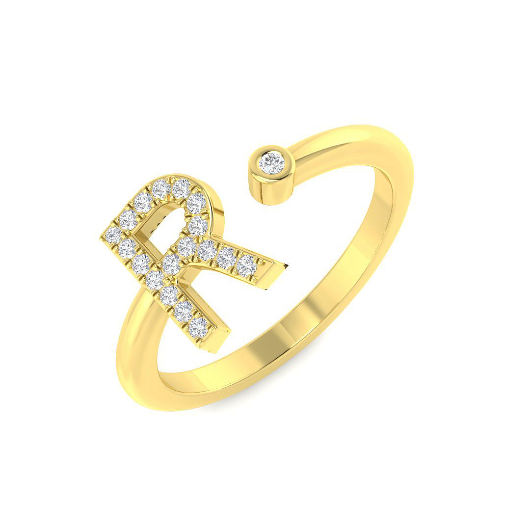 Diamond Wibchekter Initials Ring | 0.1ct | Hallmarked Gold & Platinum