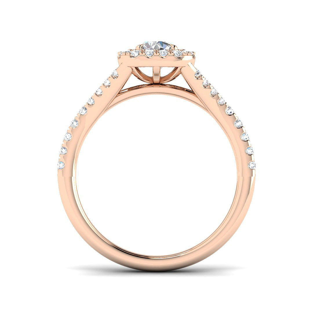Lab Grown Round Cut Diamond Pave Set Engagement Ring