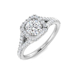 Lab Grown Round Cut Diamond Pave Set Engagement Ring