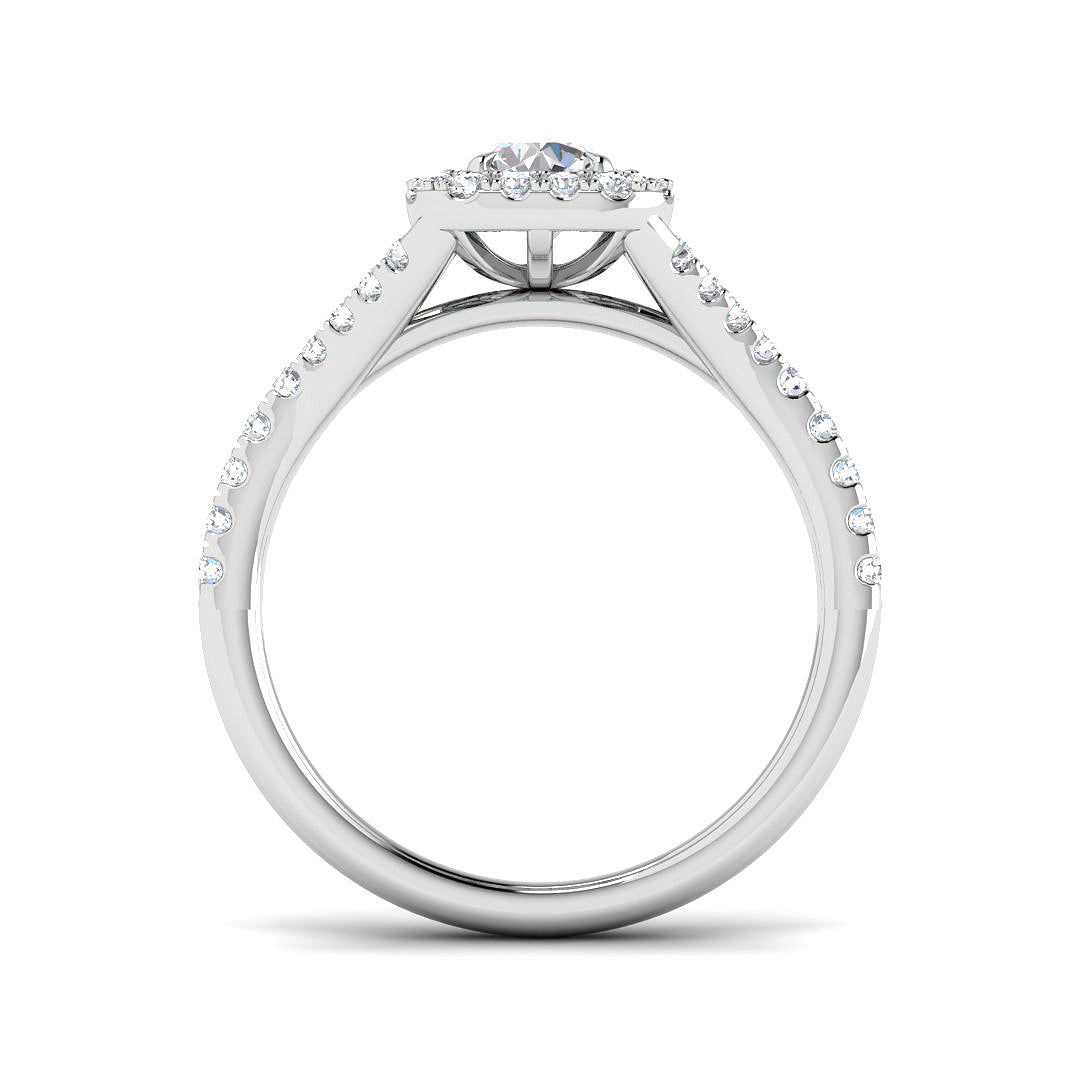 Lab Grown Round Cut Diamond Pave Set Engagement Ring