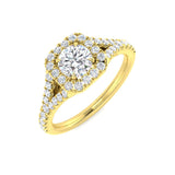 Lab Grown Round Cut Diamond Pave Set Engagement Ring