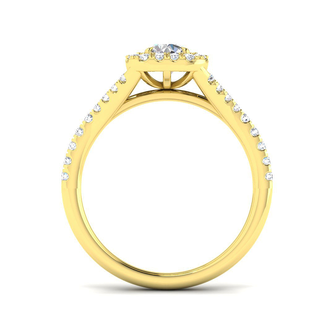 Lab Grown Round Cut Diamond Pave Set Engagement Ring