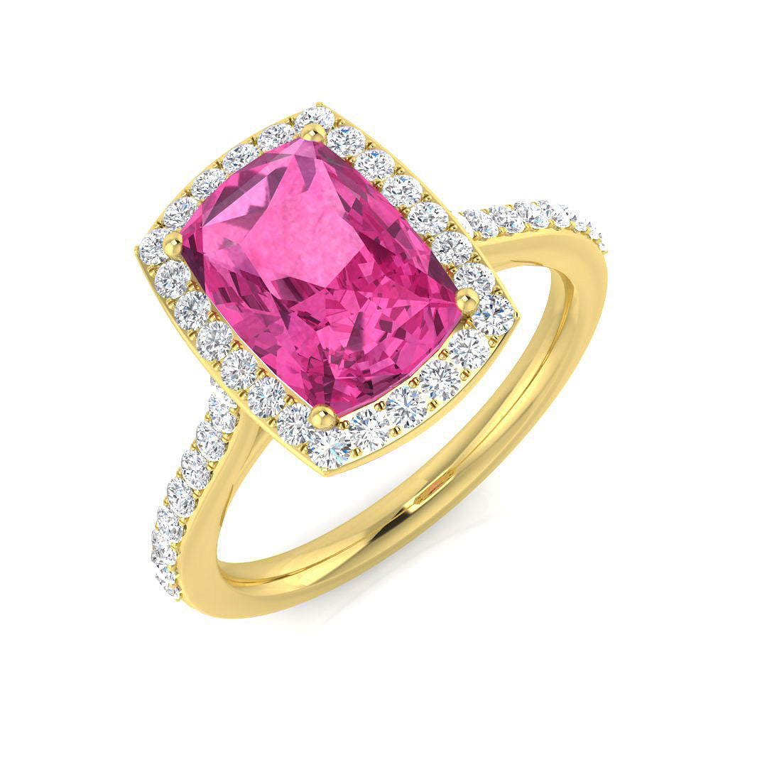 Diamond Harpebdeb Pink Sapphire Ring | 1.5ct - 3ct