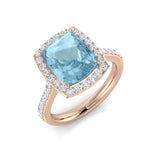 Aquamarine Cushion Cut Diamond Halo Engaemenet Ring | 0.5ct - 3.5ct