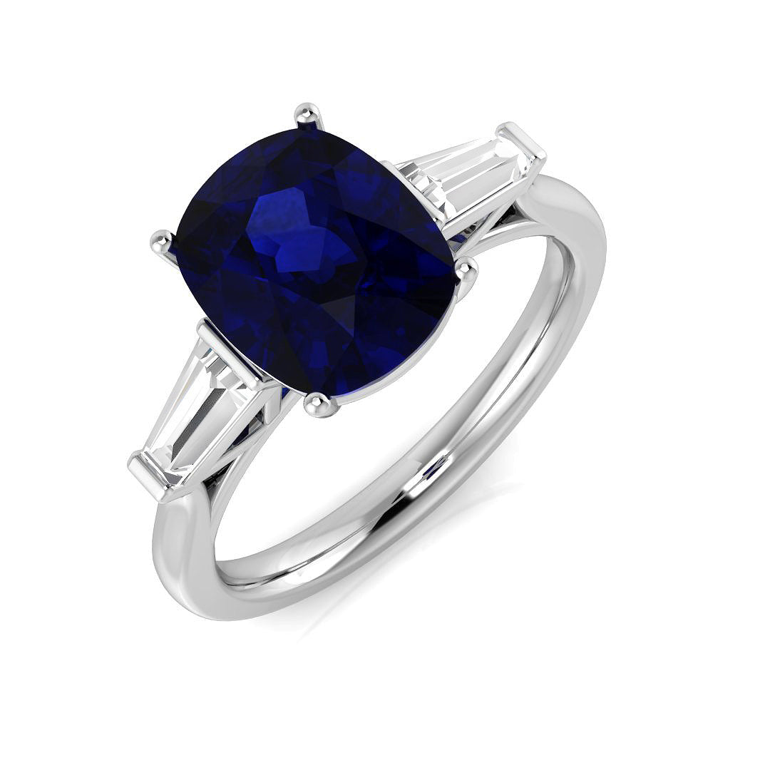 Diamond Chichekter Blue Sapphire Ring | 3ct
