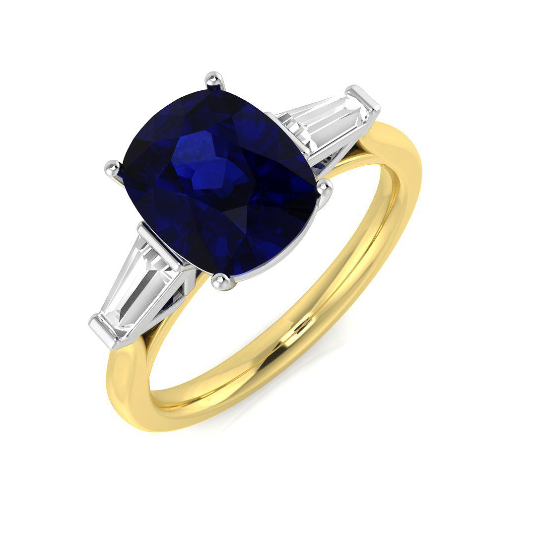 Diamond Chichekter Blue Sapphire Ring | 3ct