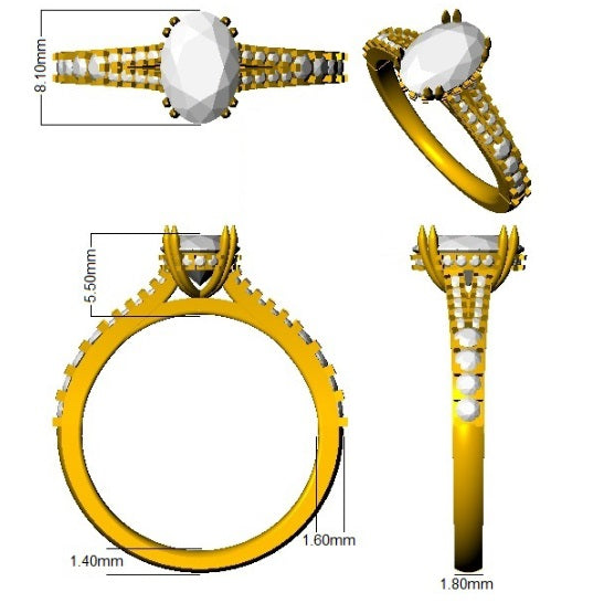Oval Diamond Split-Shank Engagement Ring in Platinum
