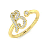 0.14 Carat Round Diamond Micro Pavé & Bezel Script Letter B Initial Ring