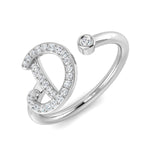 0.14 Carat Round Diamond Micro Pavé & Bezel Script Letter D Initial Ring