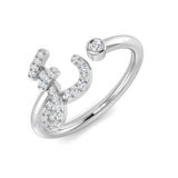 Pavé Diamond E Initial Ring 0.15ct | UK Hallmarked Jewellery
