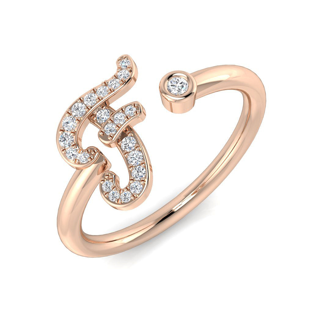 Diamond F Initial Ring 0.10ct | Hallmarked Gold & Platinum Jewellery