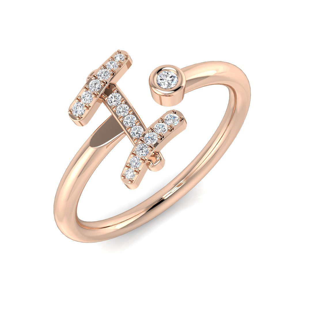 Diamond Haktingk Initials Ring | 0.1ct | Hallmarked Gold & Platinum