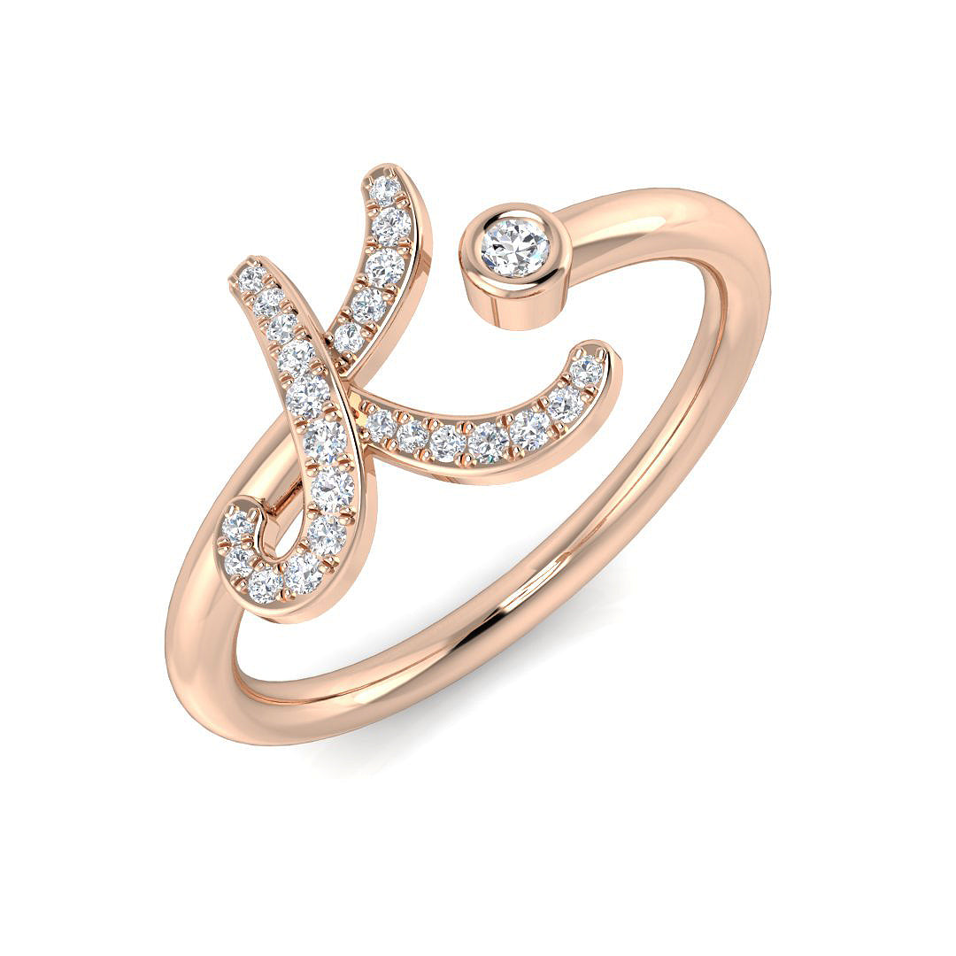 Diamond K Initial Ring 0.10ct | Pavé Set Hallmarked Jewellery