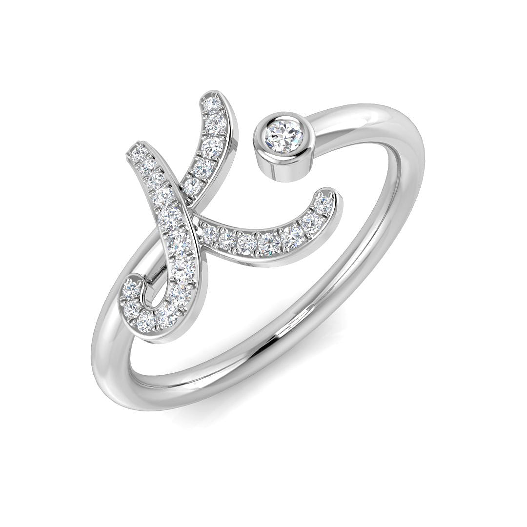 Diamond K Initial Ring 0.10ct | Pavé Set Hallmarked Jewellery