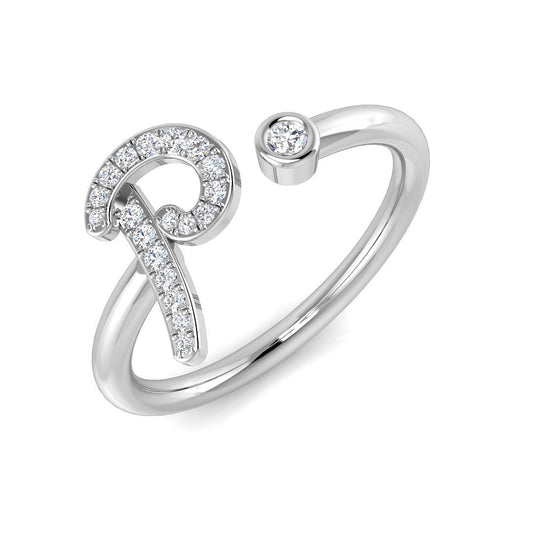0.10ct Pavé Diamond P Initial Ring | Hallmarked Gold & Platinum