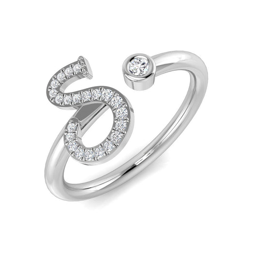Sparkling Diamond S Initial Ring 0.10ct | Gold & Platinum Hallmarked