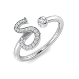 0.10 Carat Round Diamond Micro Pavé & Bezel Script Letter S Initial Ring