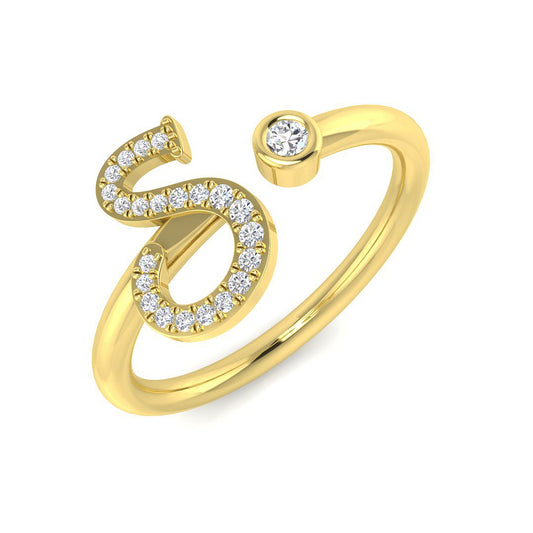 Sparkling Diamond S Initial Ring 0.10ct | Gold & Platinum Hallmarked