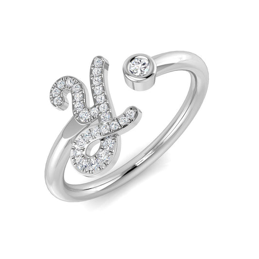 Diamond Initial Y Ring 0.10ct | Lab-Grown or Natural | UK Hallmarked