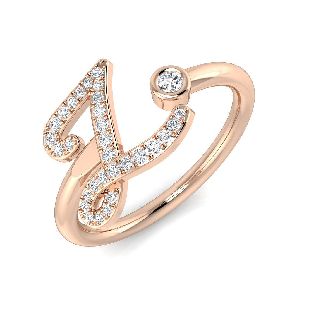 Diamond Initial Z Ring 0.15ct | Lab-Grown or Natural | UK Hallmarked