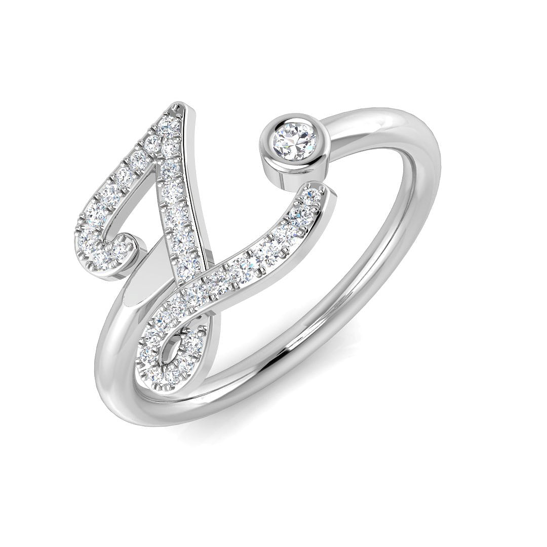 Diamond Initial Z Ring 0.15ct | Lab-Grown or Natural | UK Hallmarked