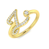 0.13 Carat Round Diamond Micro Pavé & Bezel Script Letter Z Initial Ring
