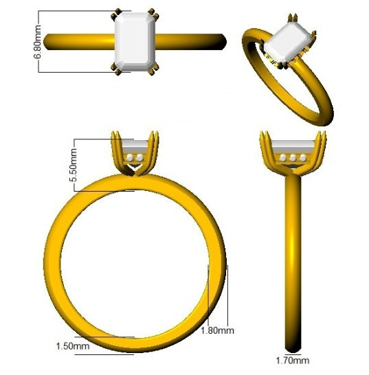 Elegant Emerald Cut Diamond Solitaire Ring in White Gold | Natural & Lab Grown Diamond