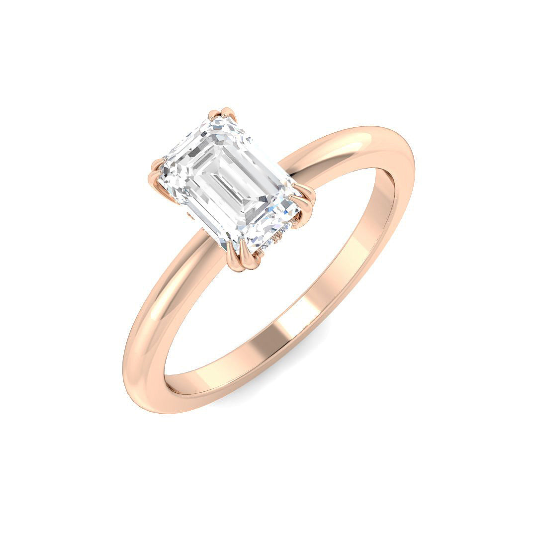 Elegant Emerald Cut Diamond Solitaire Ring | Lab-Grown & Natural Diamond