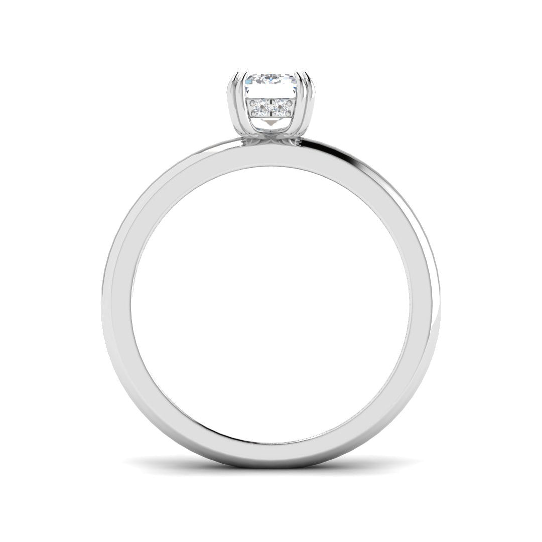Elegant Emerald Cut Diamond Solitaire Ring in White Gold | Natural & Lab Grown Diamond