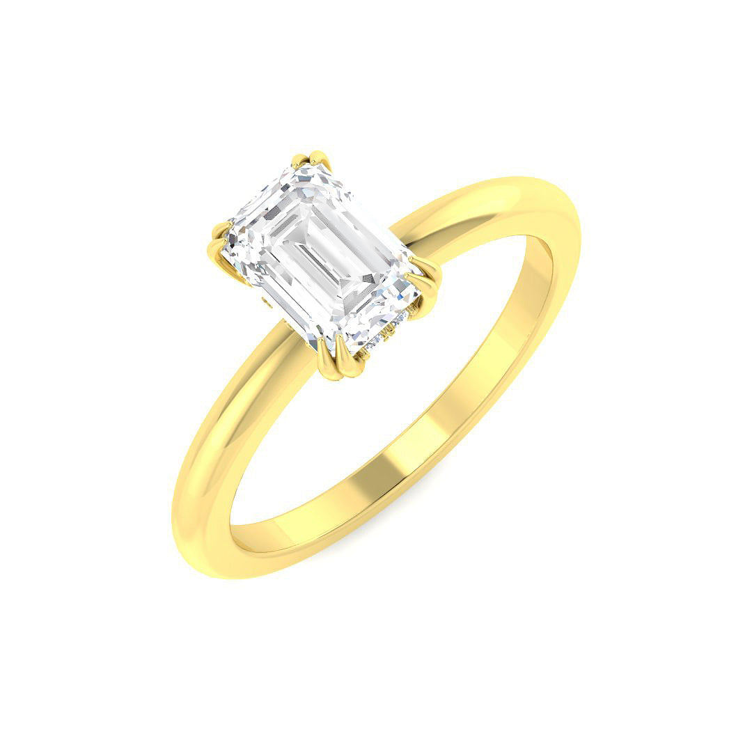 Elegant Emerald Cut Diamond Solitaire Ring in White Gold | Natural & Lab Grown Diamond