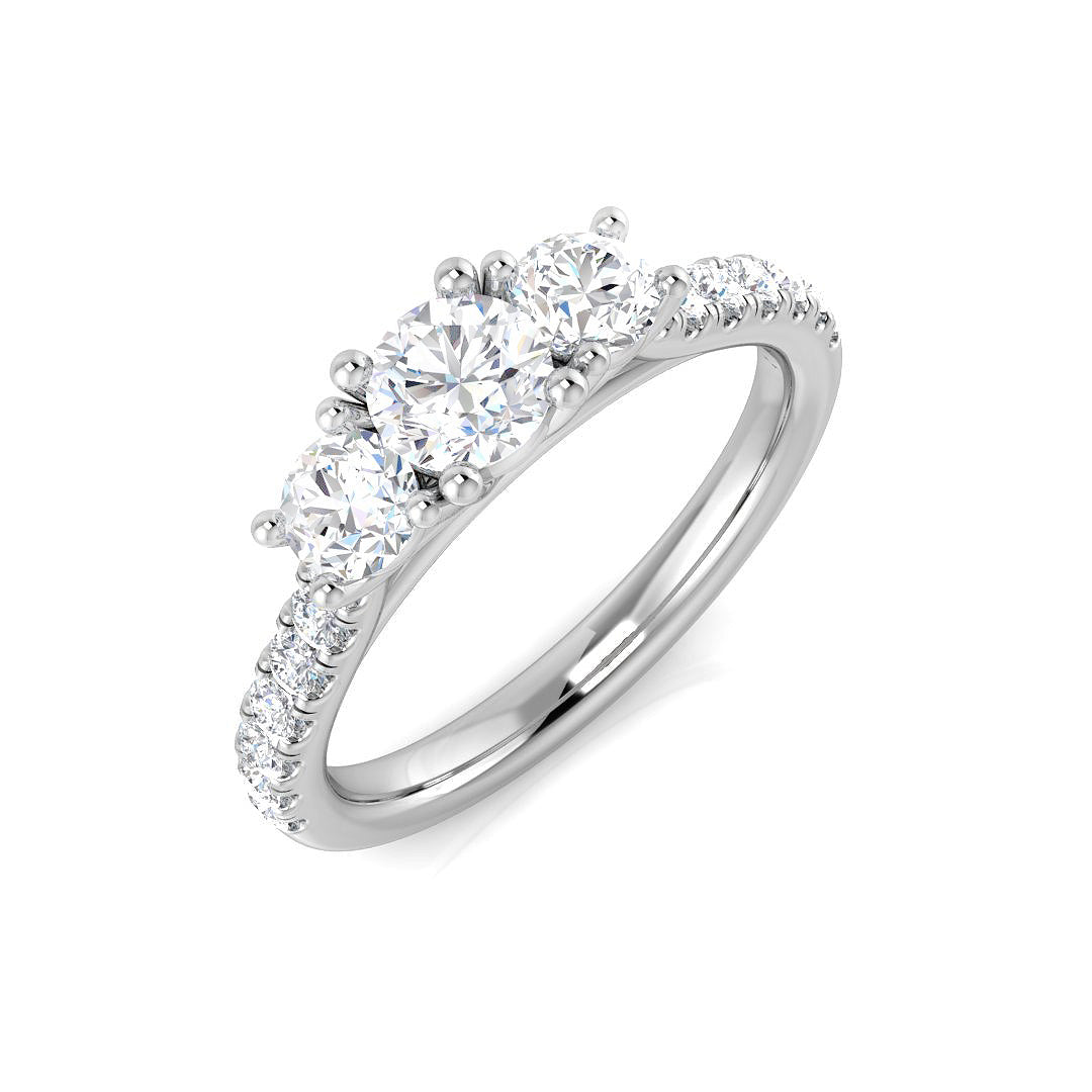 1.10Carat D-E/VS Lab Grown Diamond 3 Stone Wedding Ring 950 Platinum Ready To Ship