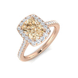 Cushion Cut Morganite Gemstone Halo Engagement Ring with Natural Round Diamond