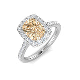 Cushion Cut Morganite Gemstone Halo Engagement Ring with Natural Round Diamond