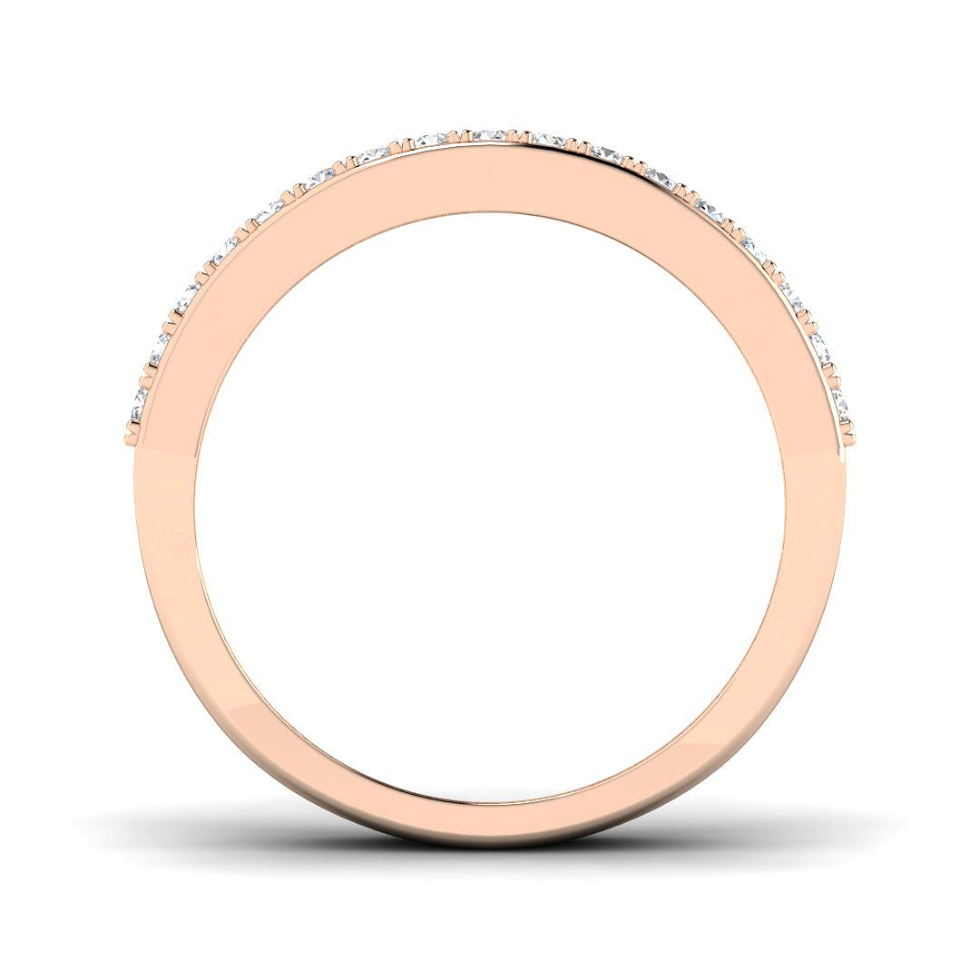 Half Eternity Baguette and Round Diamond Ring In Platinum