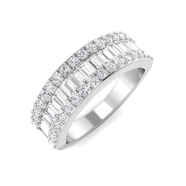 Half Eternity Baguette and Round Diamond Ring In Platinum