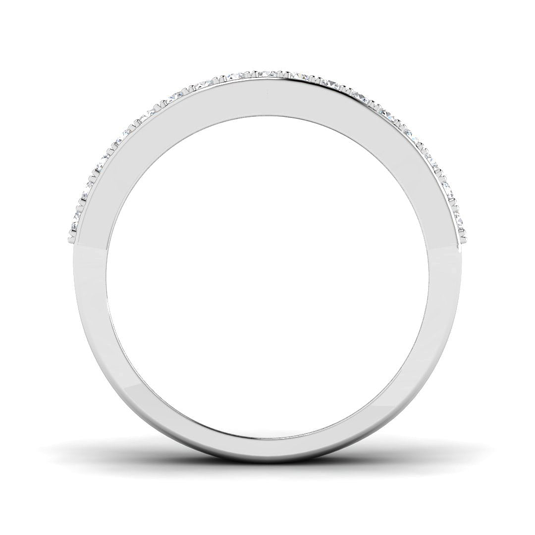 Half Eternity Baguette and Round Diamond Ring In Platinum