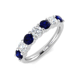 Alternating Sapphire & Diamond Half Eternity Ring | Gold & Platinum | UK Made